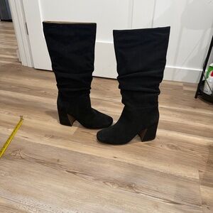IMAN Black Heeled Suede Boots